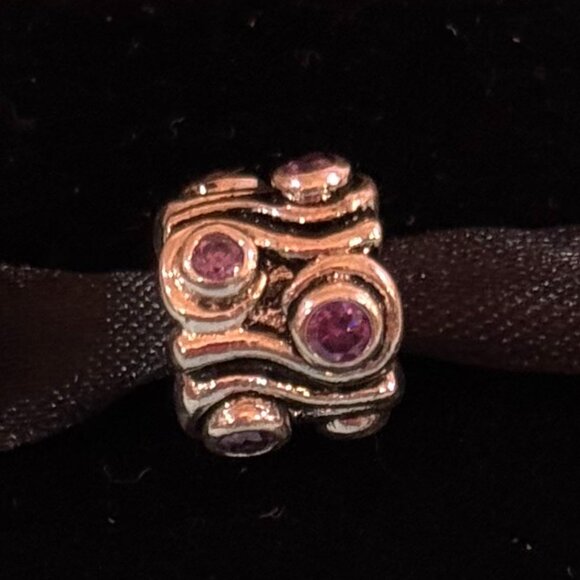 PANDORA ALE 925 Sterling Silver Fantasy Swirls Pink CZ Oval Lights Charm - Picture 3 of 4